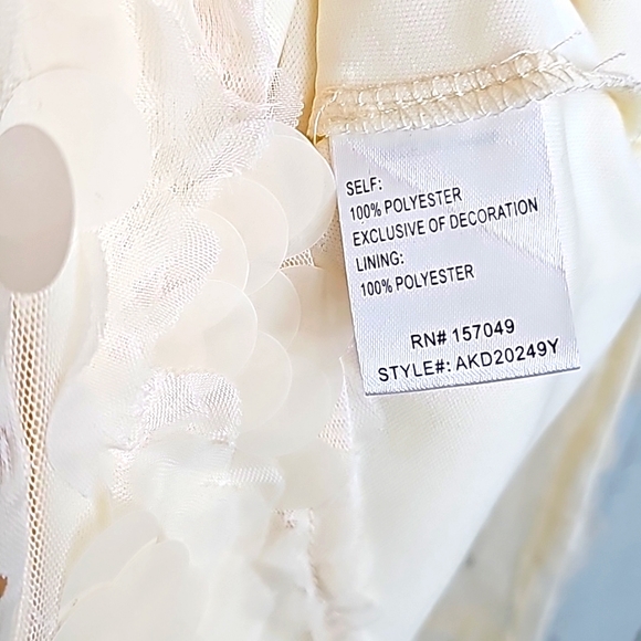 Nwt Fanco Off Shoulder Creme Lace Mesh Sequin Short Sleeve Square Neck  Dress - Picture 9 of 17